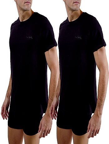 Set van 2 heren t-shirts met ronde hals en borduurwerk op de borst.