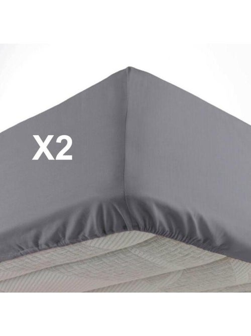 Set van 2 hoeslakens hoekhoogte 30 cm 2 personen microvezel oscar - Kiabi