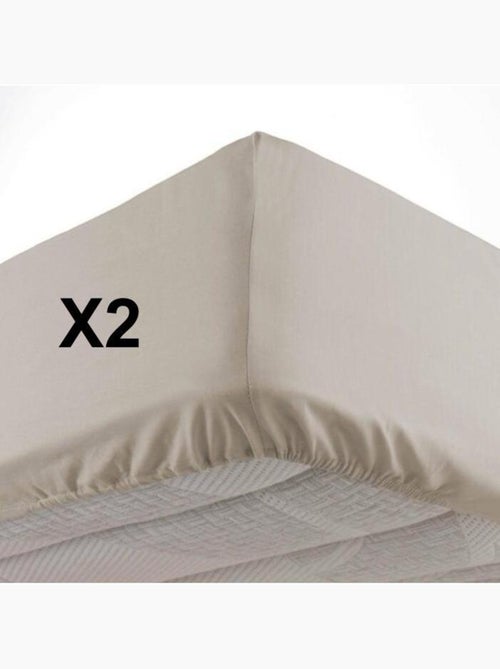 Set van 2 hoeslakens hoekhoogte 30 cm 2 personen microvezel oscar - Kiabi