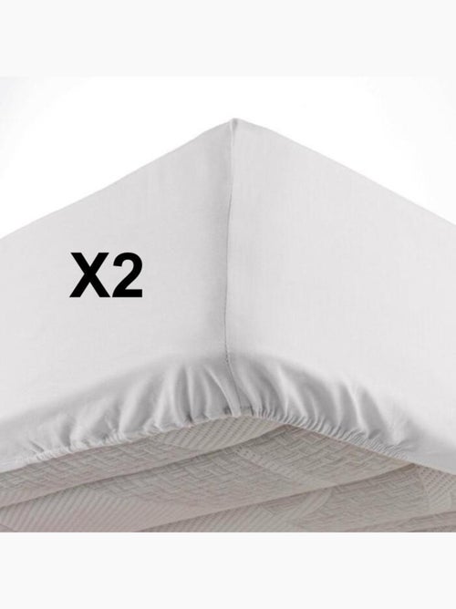 Set van 2 hoeslakens hoekhoogte 30 cm 2 personen microvezel oscar - Kiabi