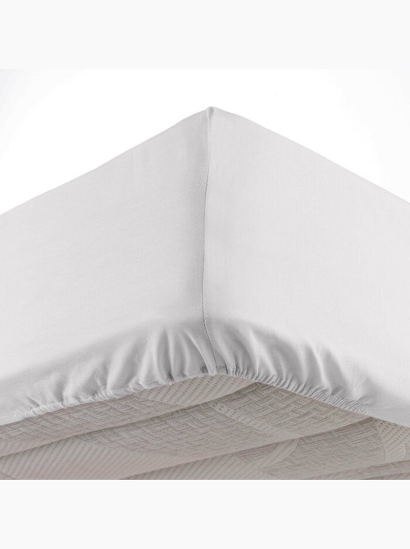 Set van 2 hoeslakens hoekhoogte 30 cm 2 personen microvezel oscar Wit - Kiabi