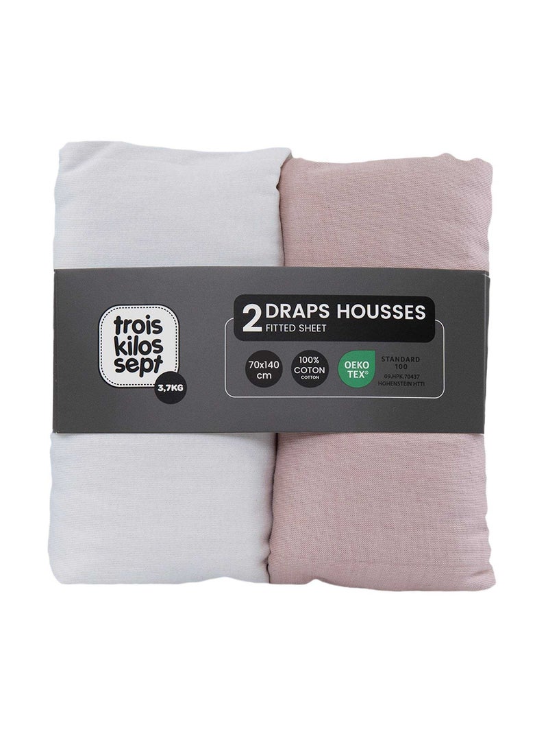 Set van 2 hoeslakens voor babybedjes Oudroze - Kiabi