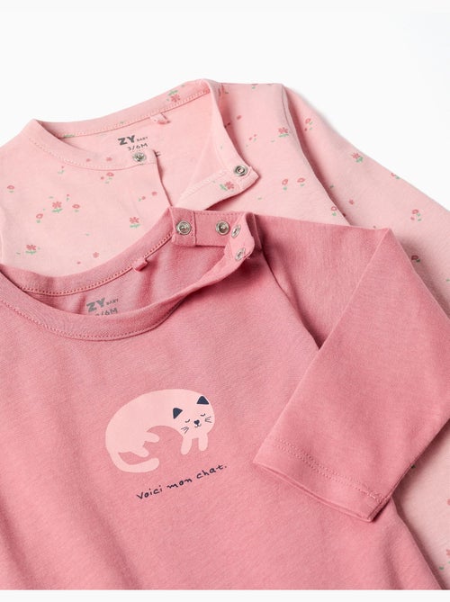 Set van 2 katoenen babypakjes met prints - Kiabi