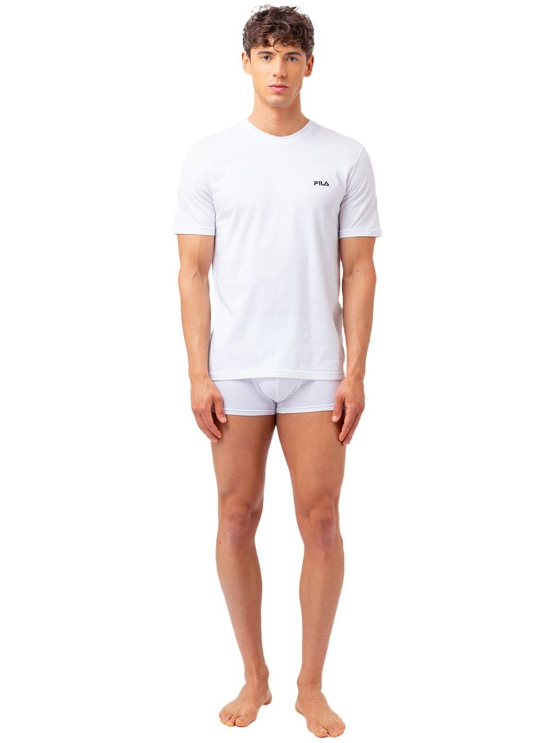 Set van 2 katoenen ondershirts met ronde hals voor heren fu5053 Wit - Kiabi