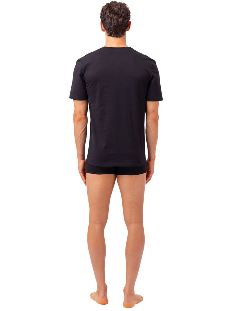 Set van 2 katoenen ondershirts met ronde hals voor heren fu5053 Zwart - Kiabi