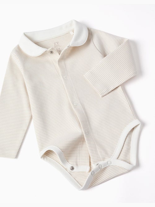 Set van 2 katoenen rompers met lange mouwen - Kiabi Set van 2 katoenen rompers met lange mouwen - Kiabi