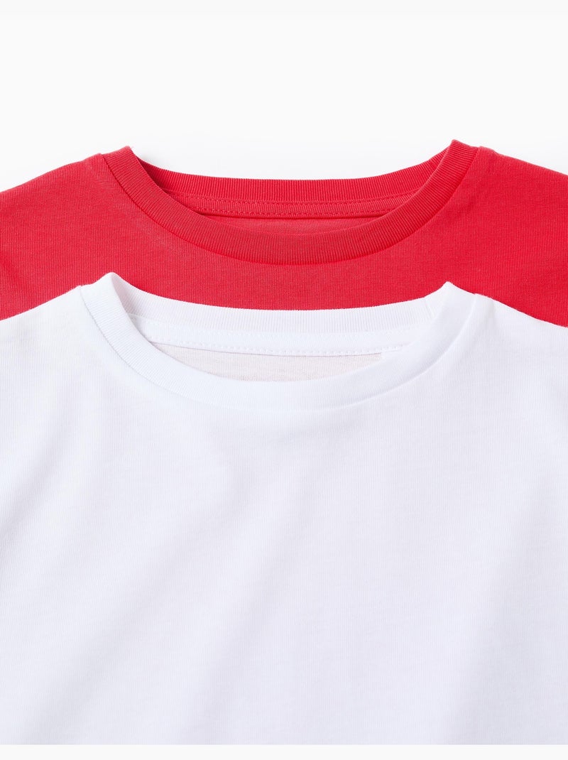 Set van 2 katoenen t-shirts met lange mouwen Rood - Kiabi