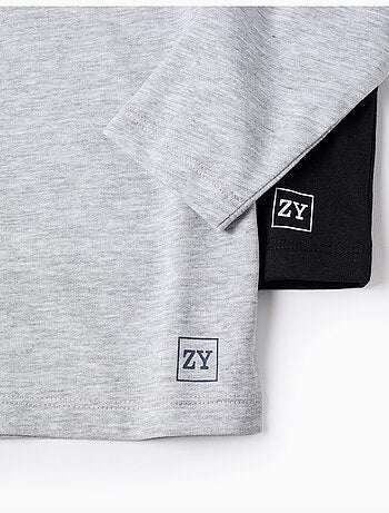 Set van 2 katoenen t-shirts met lange mouwen