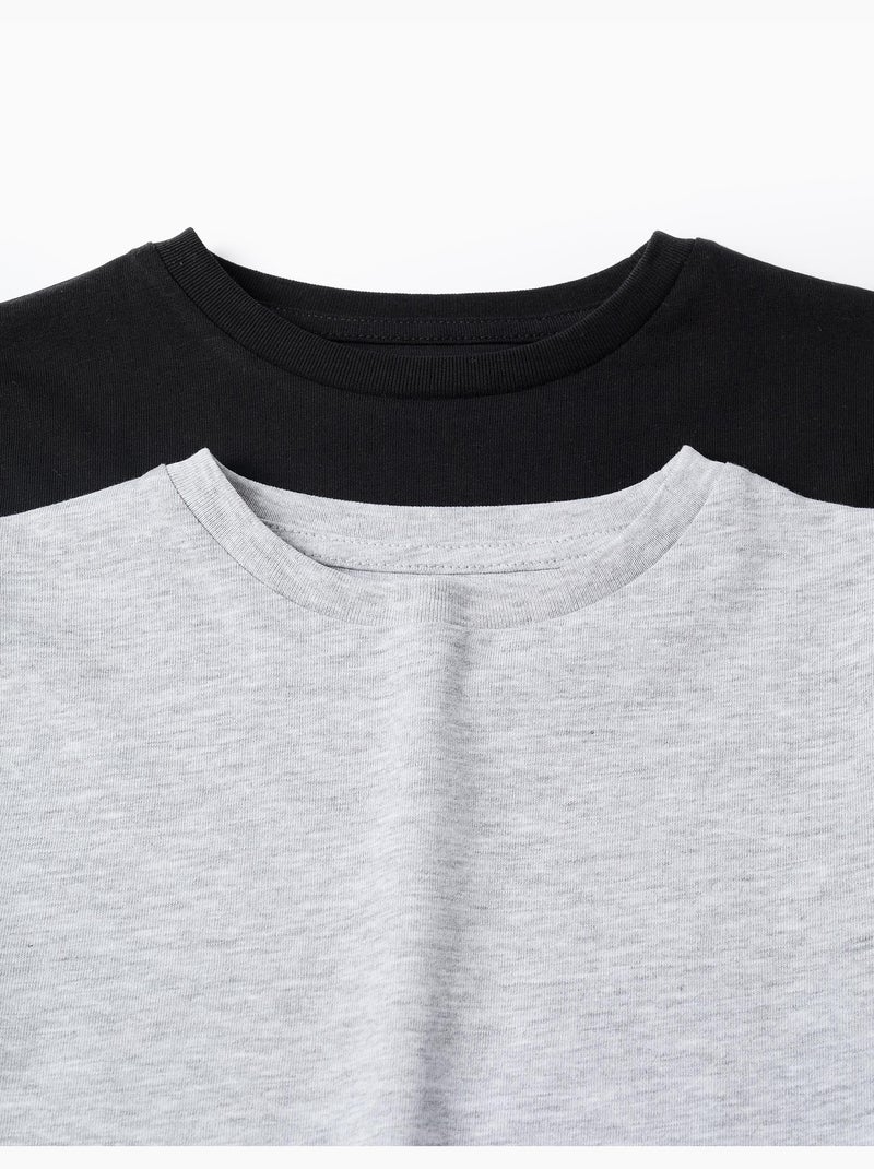 Set van 2 katoenen t-shirts met lange mouwen Zwart Zwart - Kiabi
