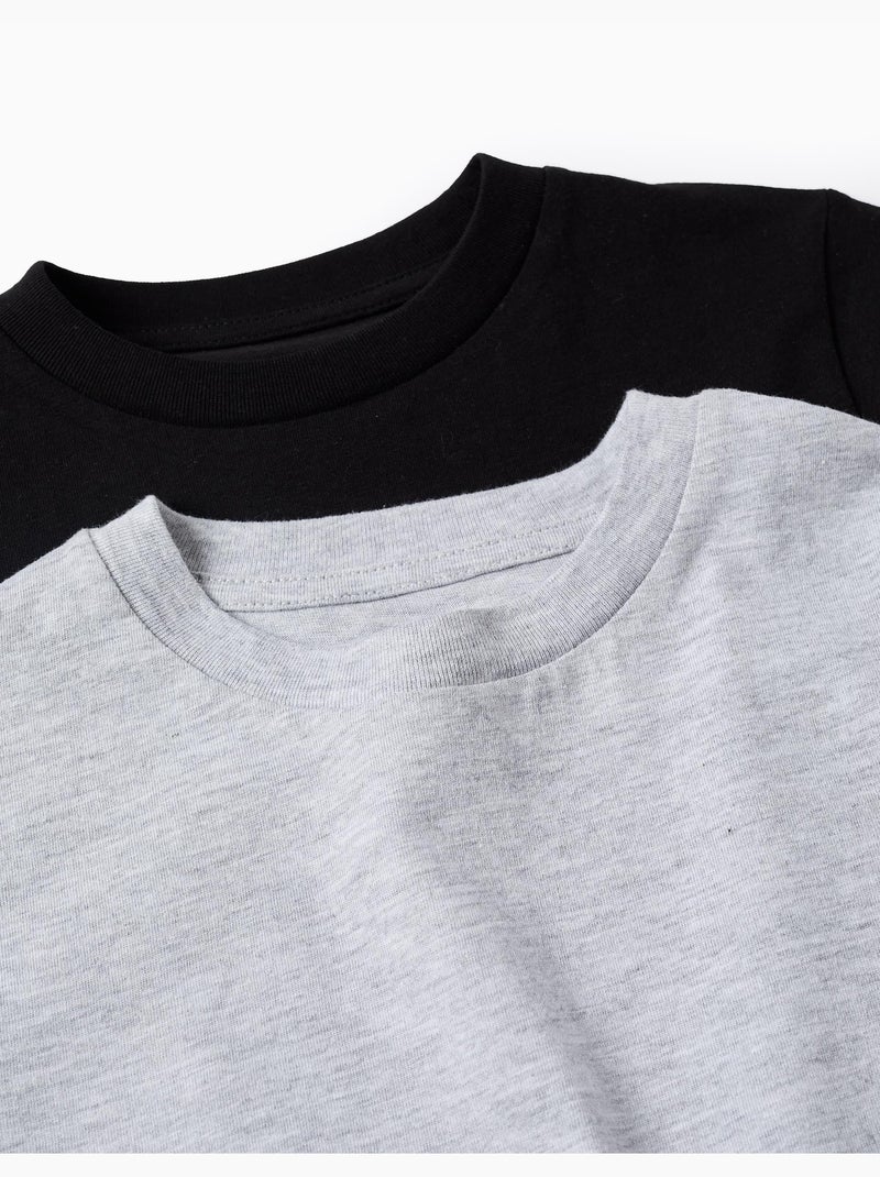 Set van 2 katoenen t-shirts Zwart Zwart - Kiabi