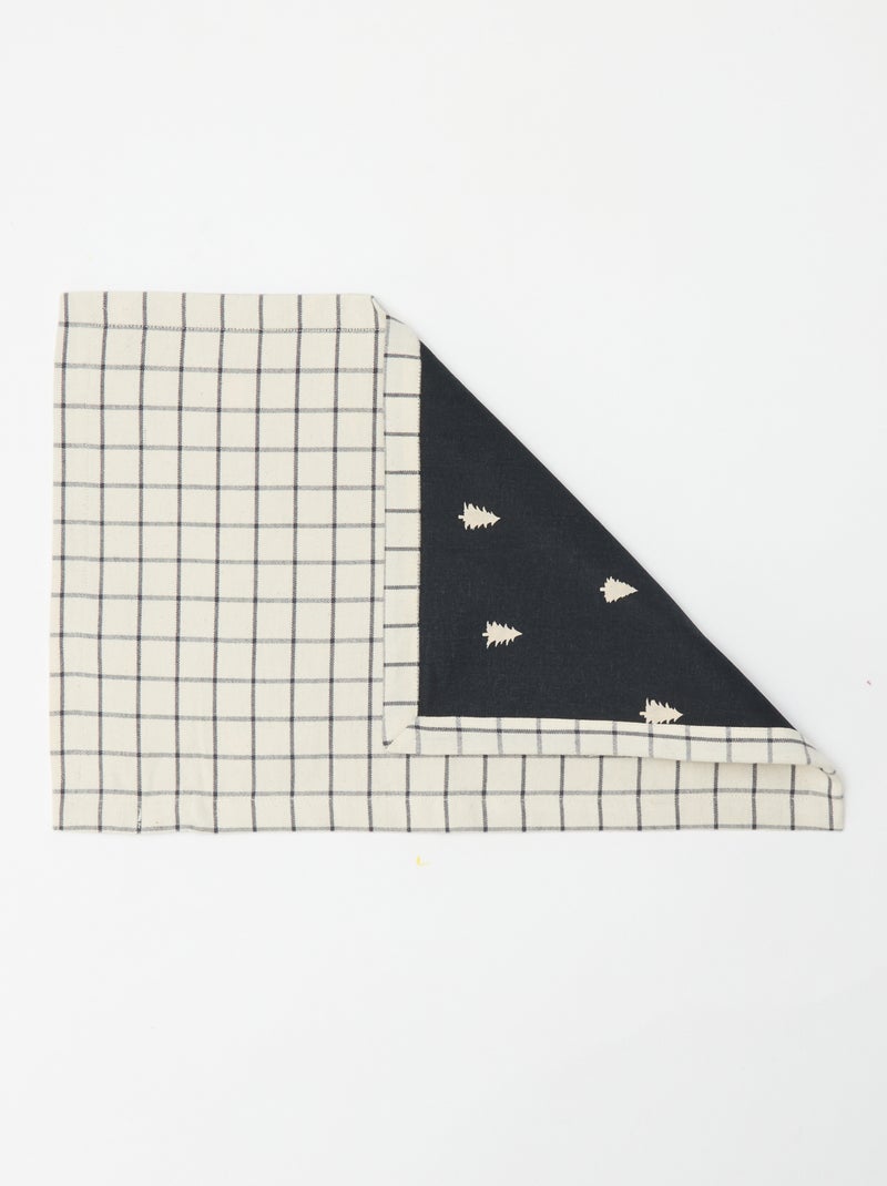Set van 2 kerst tafelsets met print van katoen 45x30 cm Zwart - Kiabi