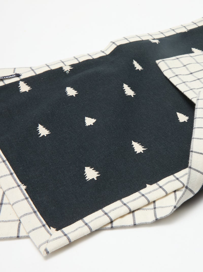 Set van 2 kerst tafelsets met print van katoen 45x30 cm Zwart - Kiabi