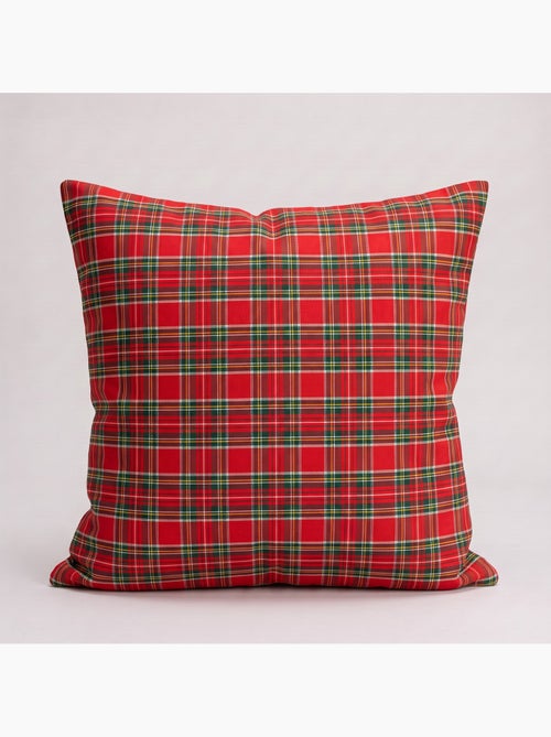 Set van 2 kerstkussenhoezen van katoen, goudkleurig reliëfdraad, tartan ruit - gamusi - Kiabi