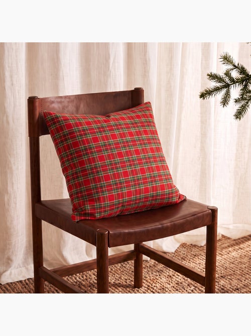 Set van 2 kerstkussenhoezen van katoen, goudkleurig reliëfdraad, tartan ruit - gamusi - Kiabi