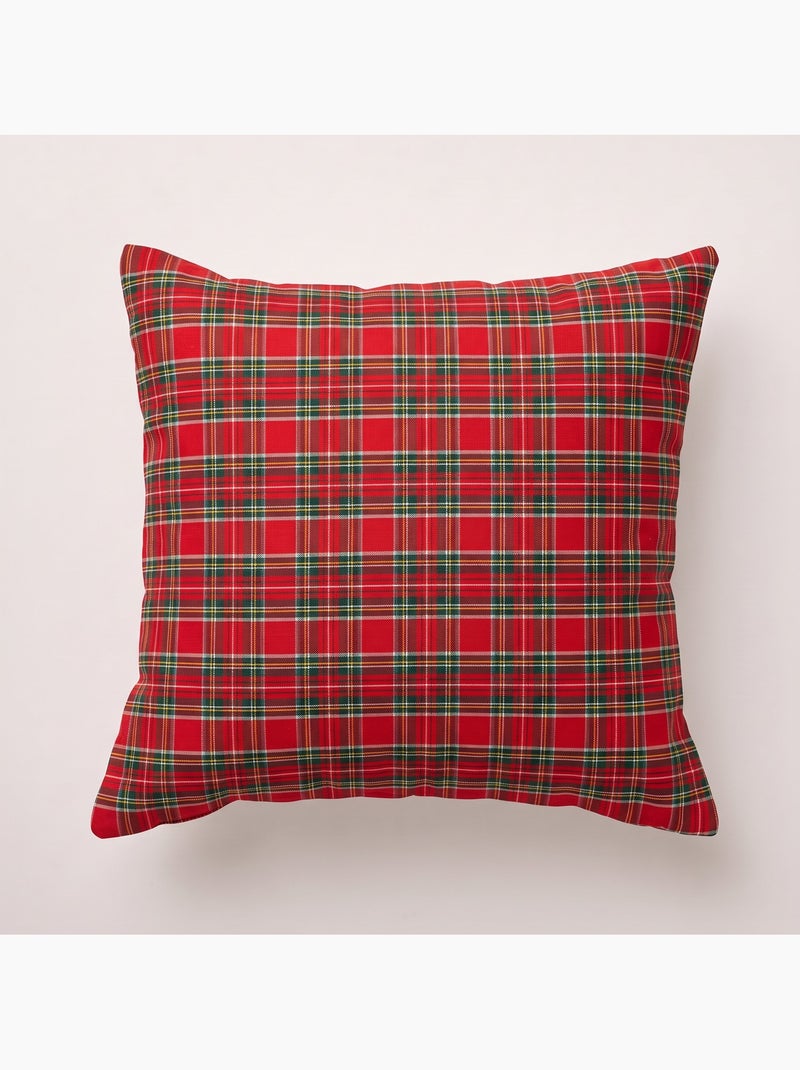 Set van 2 kerstkussenhoezen van katoen, goudkleurig reliëfdraad, tartan ruit - gamusi Rood - Kiabi