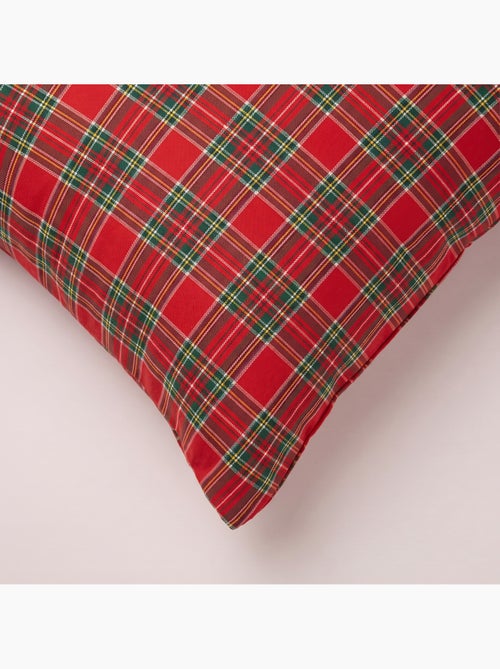 Set van 2 kerstkussenhoezen van katoen, goudkleurig reliëfdraad, tartan ruit - gamusi - Kiabi