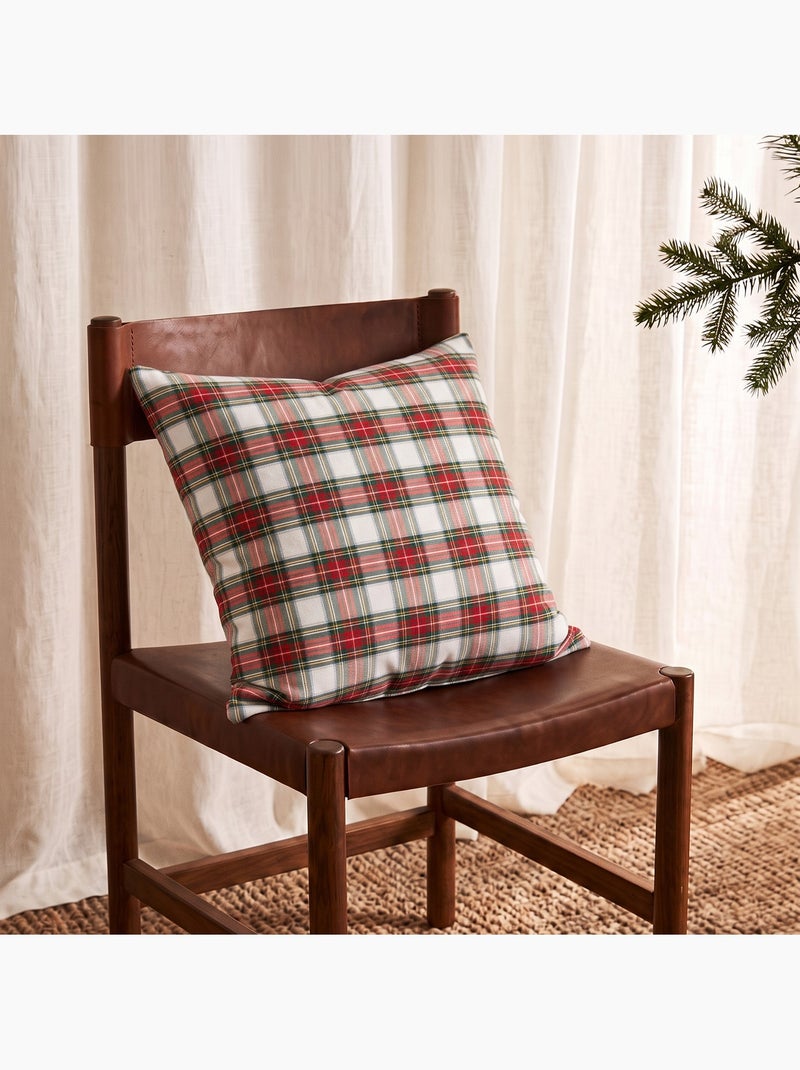 Set van 2 kerstkussenhoezen van katoen, goudkleurig reliëfdraad, tartan ruit - gamusi Wit - Kiabi