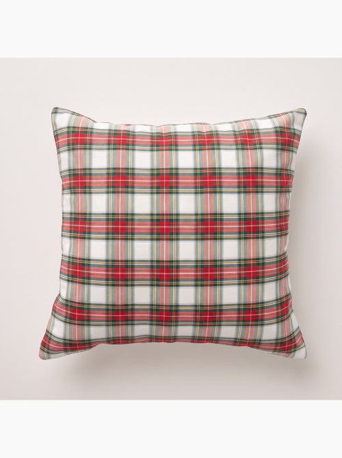 Set van 2 kerstkussenhoezen van katoen, goudkleurig reliëfdraad, tartan ruit - gamusi - Kiabi