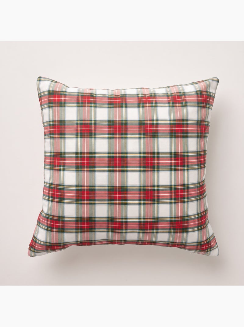Set van 2 kerstkussenhoezen van katoen, goudkleurig reliëfdraad, tartan ruit - gamusi Wit - Kiabi