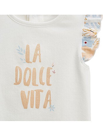 Set van 2 kinder t-shirts met korte mouwen en pralineprint.