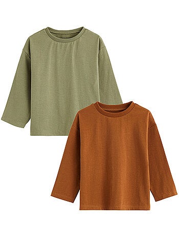Set van 2 kinder t-shirts met lange mouwen en ginkgo-print.