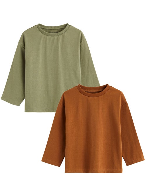 Set van 2 kinder T-shirts met lange mouwen en Ginkgo-print. - Kiabi Set van 2 kinder T-shirts met lange mouwen en Ginkgo-print. - Kiabi