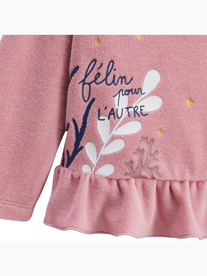 Set van 2 kinderpyjama's (tweedelig) van velours in hemelsblauw. Roze - Kiabi