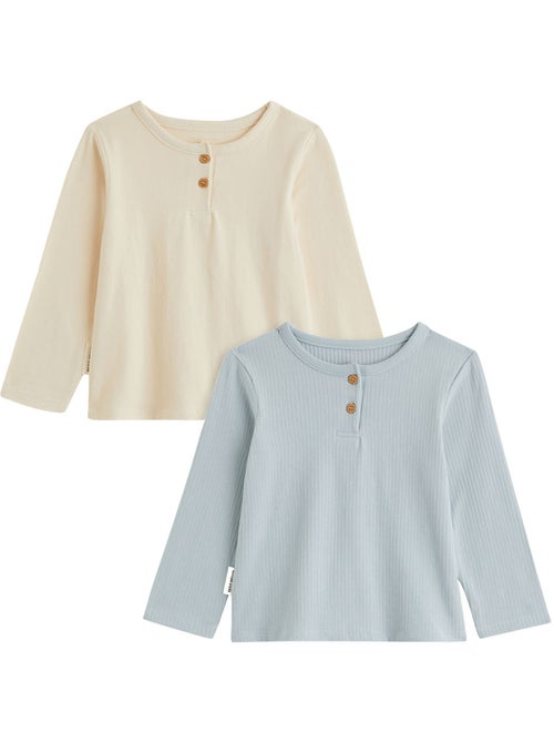 Set van 2 kindershirts met lange mouwen en melkwegmotief - Kiabi Set van 2 kindershirts met lange mouwen en melkwegmotief - Kiabi