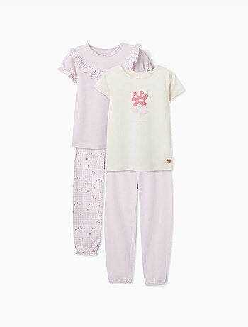 Set van 2 korte katoenen pyjama's met bloemenprints