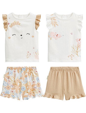 Set van 2 korte pyjama's voor kinderen, praline