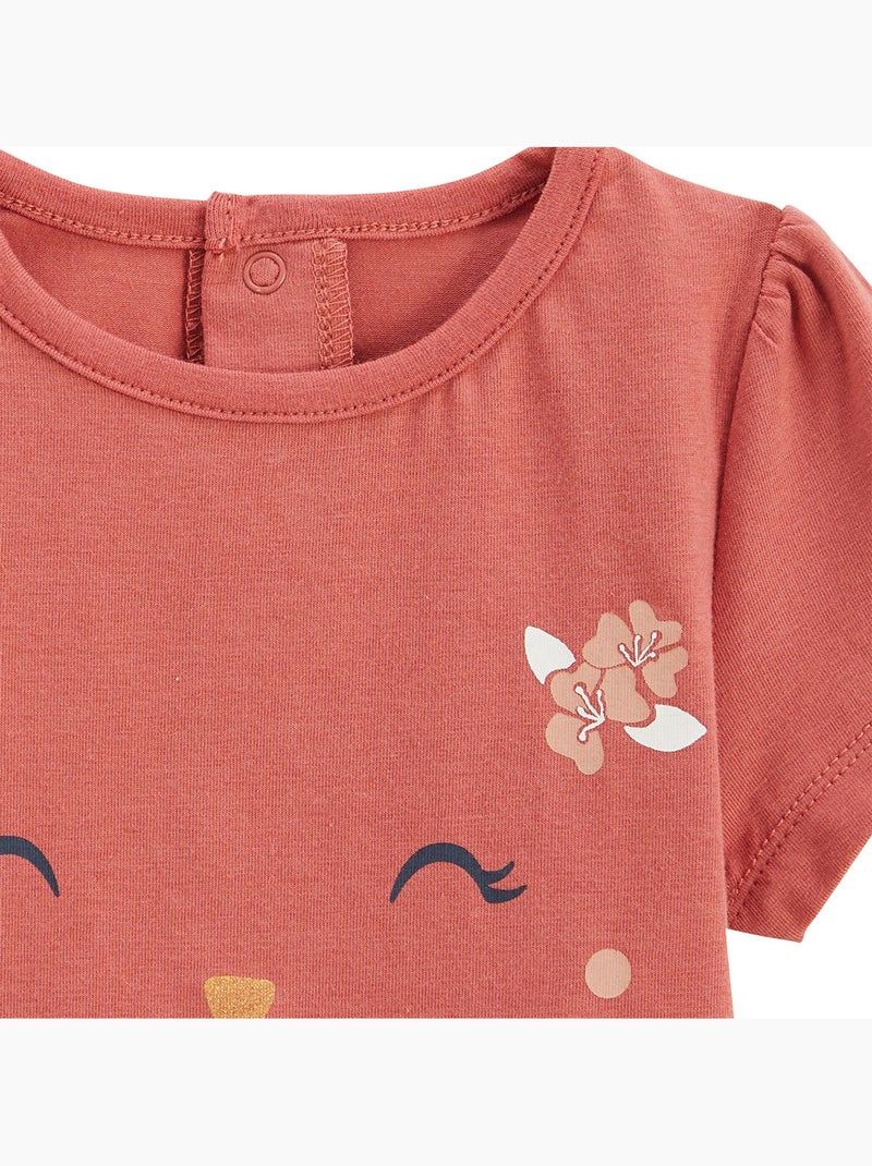 Set van 2 korte pyjama's voor kinderen, zomerpoëzie Beige - Kiabi