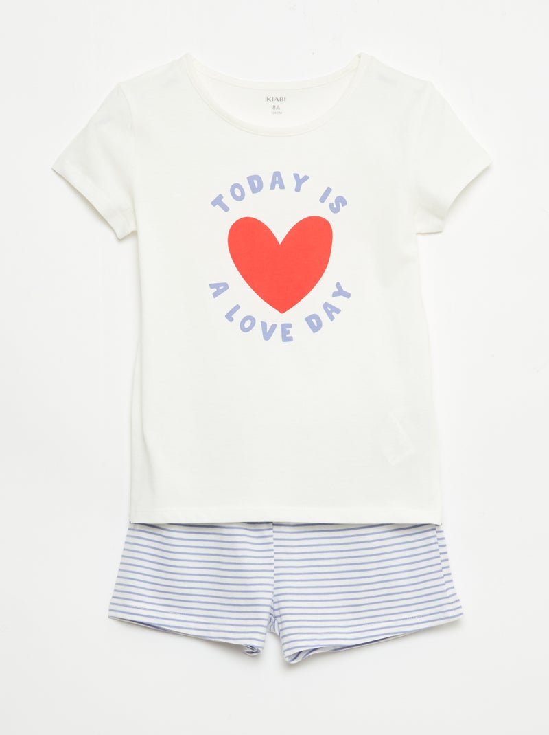 Set van 2 korte pyjamasets van katoenjersey Rose - Kiabi
