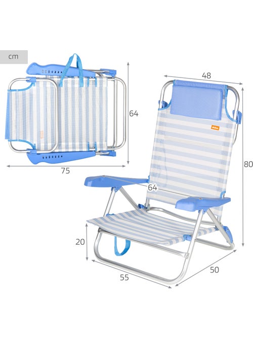 Set van 2 lage, verstelbare strandstoelen 48x50x80 cm - Kiabi Set van 2 lage, verstelbare strandstoelen 48x50x80 cm - Kiabi