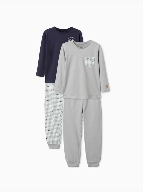 Set van 2 lange katoenen pyjama's met auto-opdruk - Kiabi Set van 2 lange katoenen pyjama's met auto-opdruk - Kiabi
