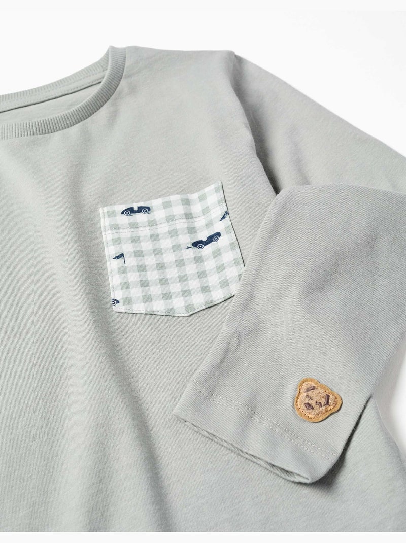 Set van 2 lange katoenen pyjama's met auto-opdruk Blauw Groen - Kiabi
