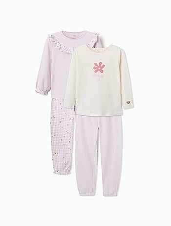 Set van 2 lange katoenen pyjama's met bloemenprints