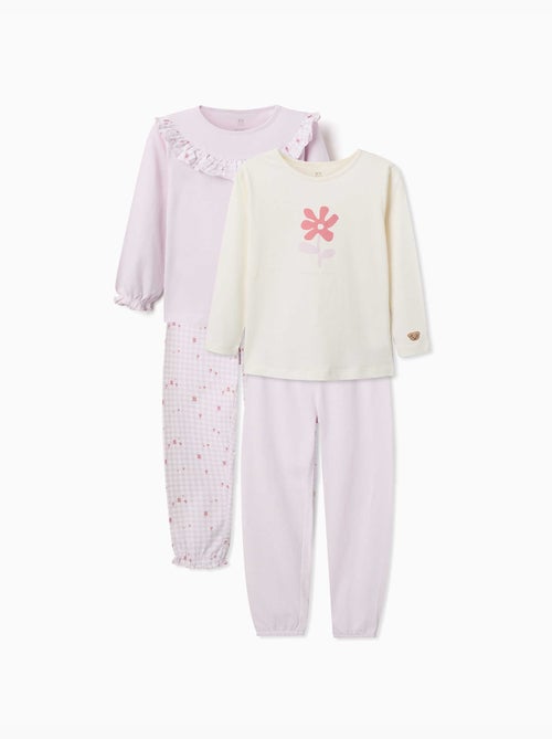 Set van 2 lange katoenen pyjama's met bloemenprints - Kiabi