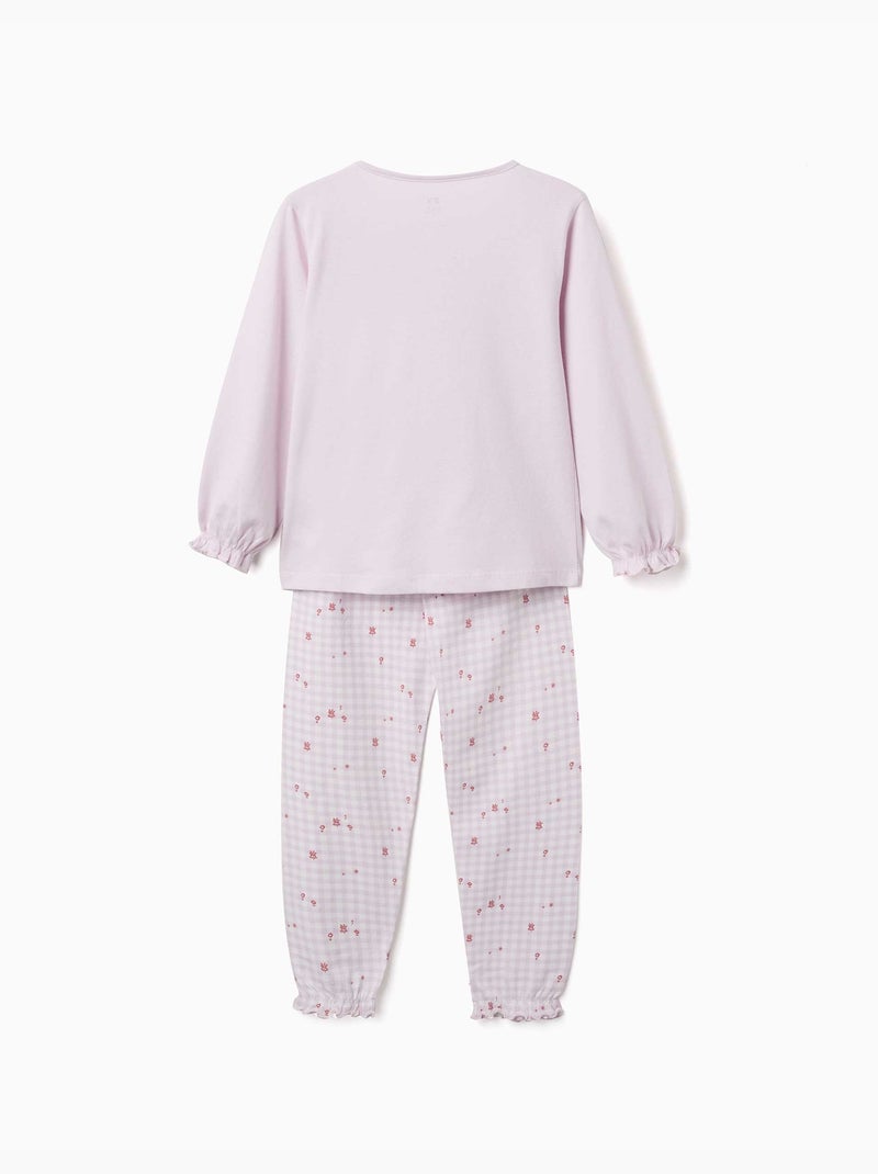 Set van 2 lange katoenen pyjama's met bloemenprints Wit Roze - Kiabi