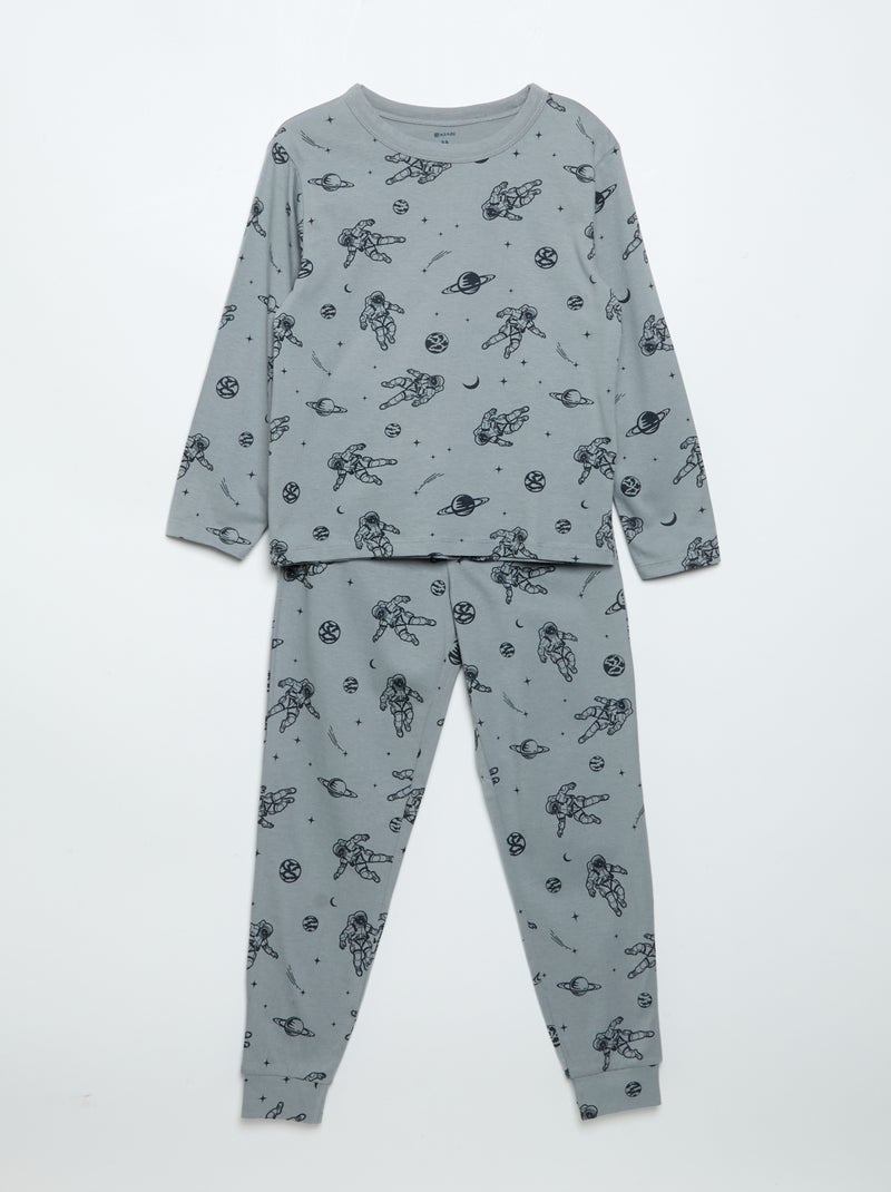 Set van 2 lange pyjama's van jerseytricot Blauw - Kiabi