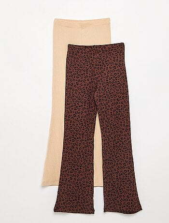 Set van 2 leggings - 1 effen + 1 met print