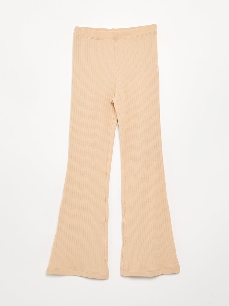 Set van 2 leggings - 1 effen + 1 met print Bruin - Kiabi