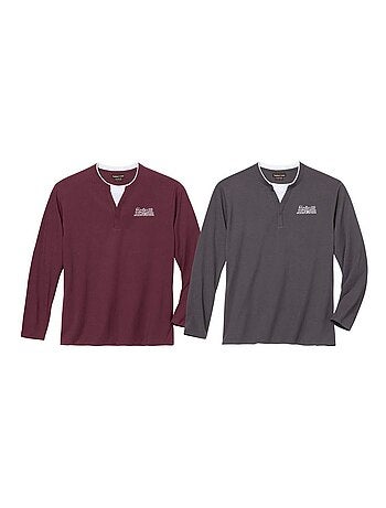Set van 2 effen wolven t-shirts met knopenhals - atlas for men