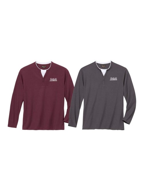 Set van 2 longsleeves met fantasie hals - ATLAS FOR MEN - Kiabi Set van 2 longsleeves met fantasie hals - ATLAS FOR MEN - Kiabi