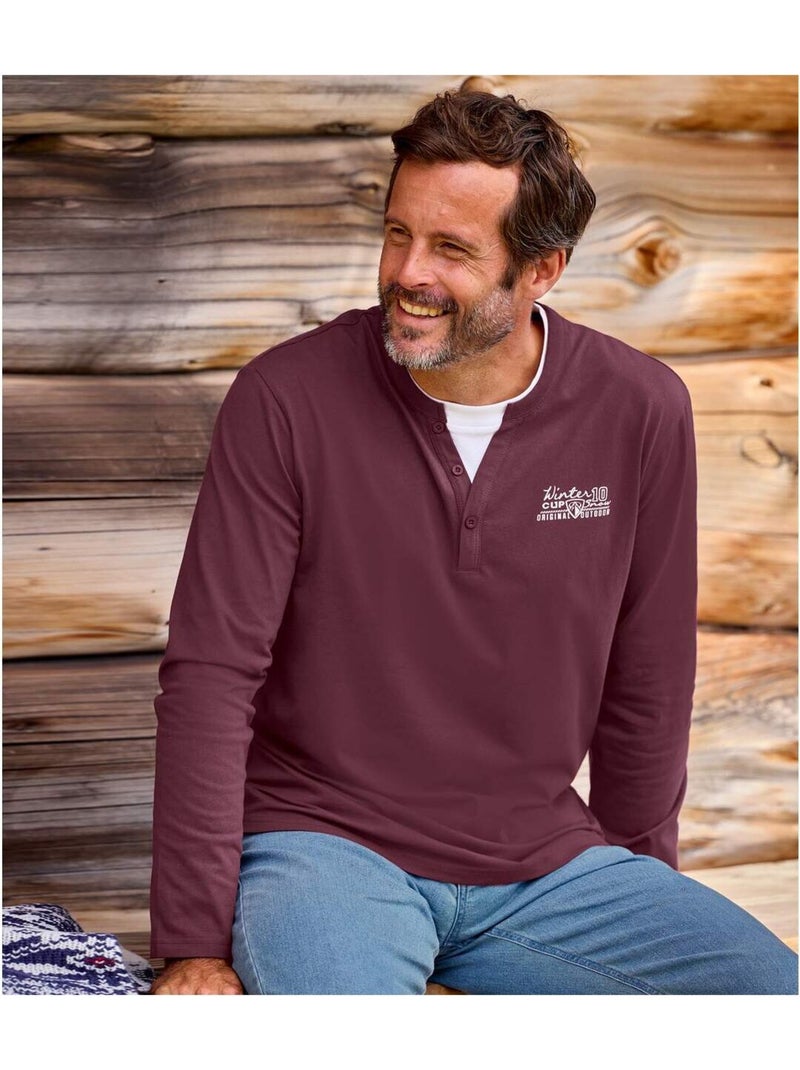 Set van 2 longsleeves met fantasie hals - ATLAS FOR MEN Paarsgrijs - Kiabi