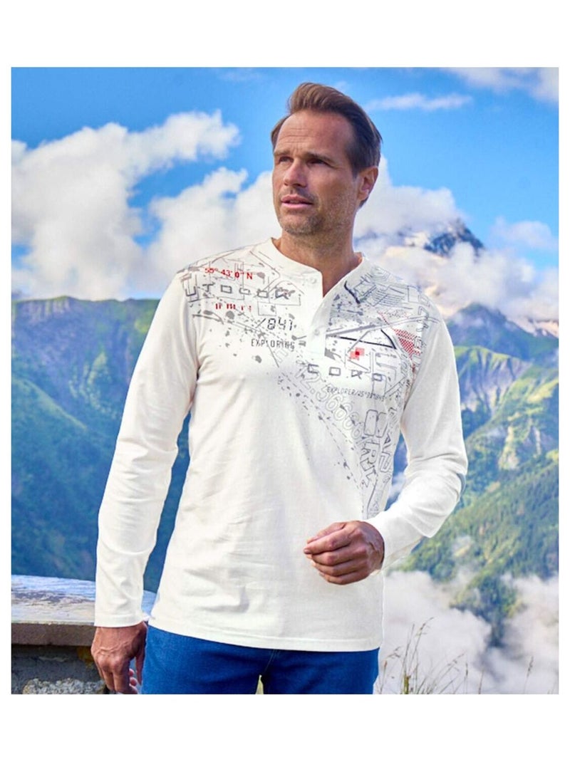 Set van 2 longsleeves met Henley kraag - ATLAS FOR MEN Wit Blauw - Kiabi