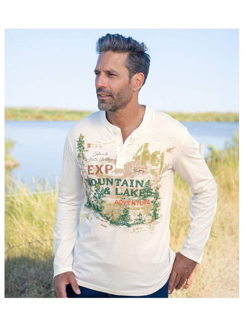 Set van 2 longsleeves met henley kraag Adventure - ATLAS FOR MEN - Kiabi