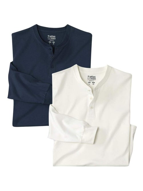 Set van 2 longsleeves met henley kraag outdoor - atlas for men - Kiabi Set van 2 longsleeves met henley kraag outdoor - atlas for men - Kiabi