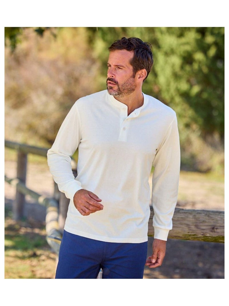 Set van 2 longsleeves met henley kraag outdoor - atlas for men Ecrublauw - Kiabi