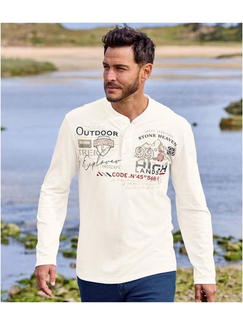Set van 2 longsleeves met henley kraag outdoor - atlas for men - Kiabi Set van 2 longsleeves met henley kraag outdoor - atlas for men - Kiabi