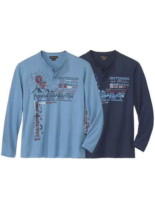 Set van 2 longsleeves met henleykraag - atlas for men - Kiabi Set van 2 longsleeves met henleykraag - atlas for men - Kiabi